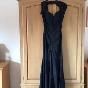 Betsy & Adam Ruched Black Gown - Size 12